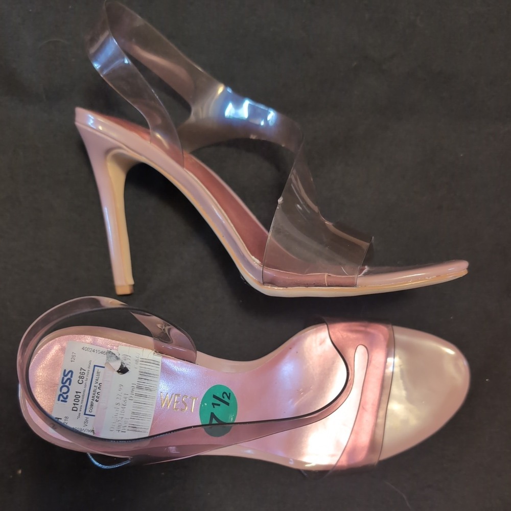 Nine West Pink Clear Vinyl Jelly Sandals Stiletto Heels 7.5 M WNILENE3-R